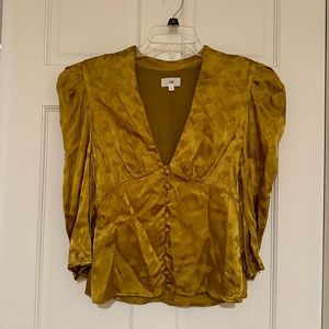 LPA Women’s 3/4 Sleeve Heart Dark Yellow Blouse Size Small